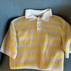 Zara men’s medium, pink white and yellow stripe,